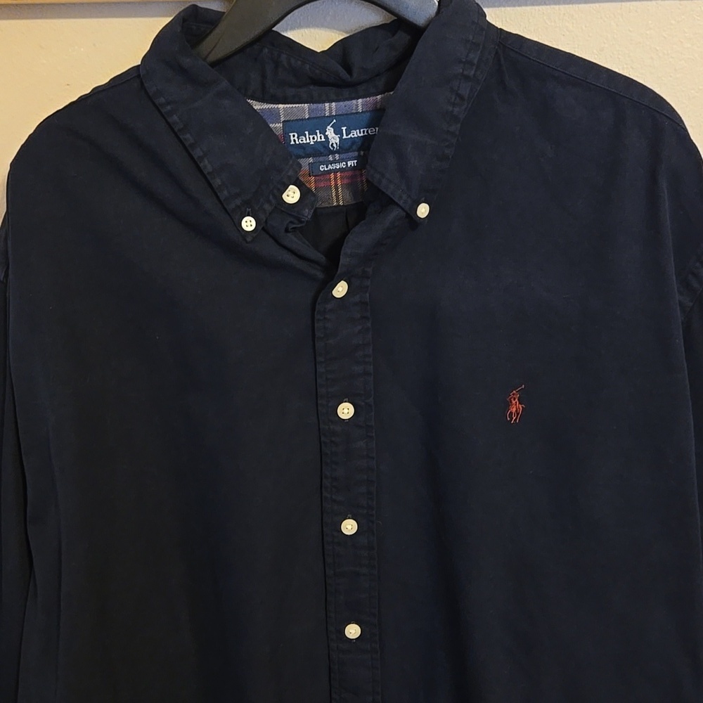 Ralph Lauren Classuc Fit Men's Navy Blue Button Down Shirt Sz XXL - Picture 3 of 4